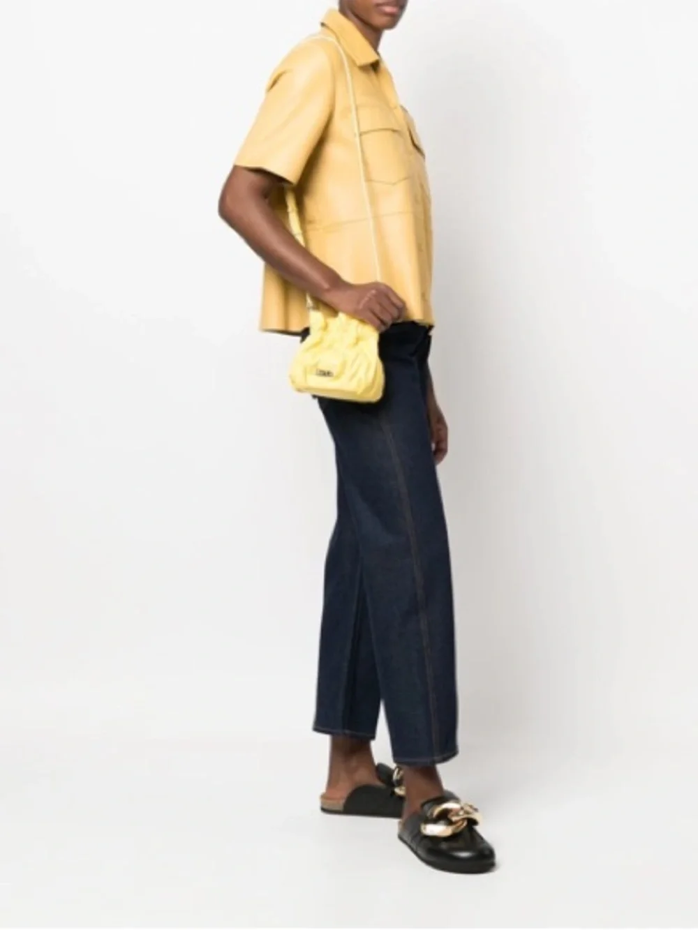 Staud / mini Grace leather crossbody bag in yellow